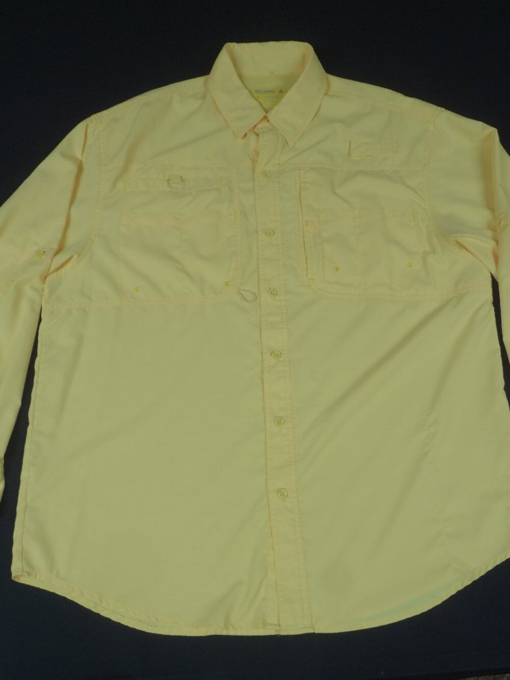 REEL LEGENDS SALTWATER VENTED LONG SLEEVE BRIGHT YELLOW SHIRT BUTTON UP LRG L567